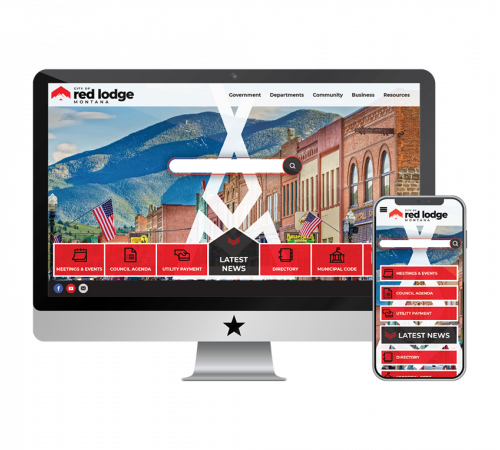Screenshot of Red Lodge's Website on Monitor and Phone