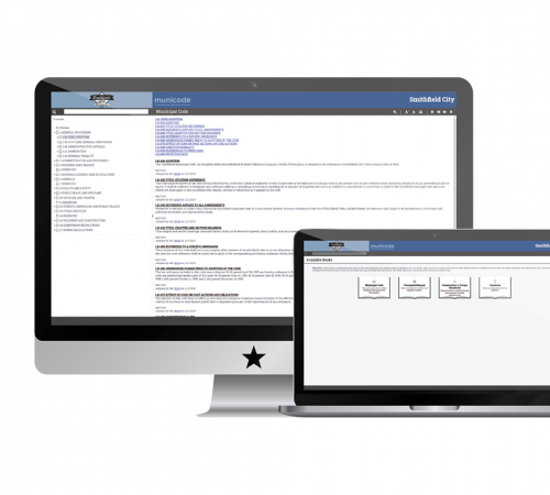 Screenshot of Smithfield's Self-Publishing and Policies and Procedures in a Monitor and Laptop