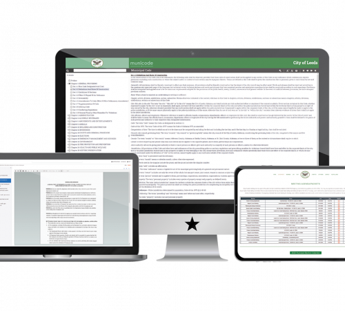Screenshot of Self-Publishing, MuniDocs, and Meetings Portal on Monitor, Laptop, and Tablet