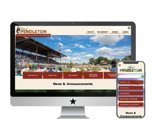 Pendleton, Oregon, website on a desktop and mobile device