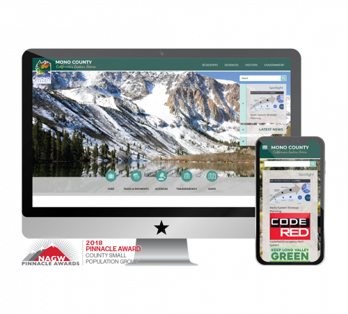 Mono County CA homepage screenshots in devices 2018 Pinnacle Award County Small Population Group