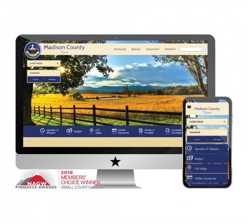 Madison County VA homepage Screenshots in devices 2018 Members' Choice Winner Small County Group