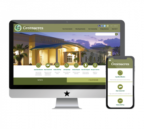 Screenshots of Greenacres, FL homepage in multiple devices