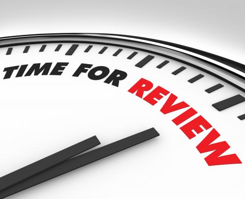 Clock showing it is time for a review