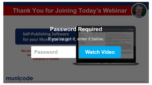 Image of Self-Publishing recored tour with password request overlayed on image.
