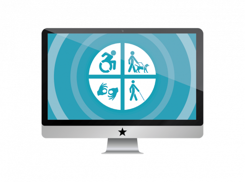 Computer screen with ADA icons on them.