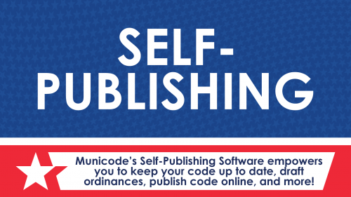 Patriotic themed graphic. Half blue with stars and the self publishing in white. Red section with a blurb about the SPS