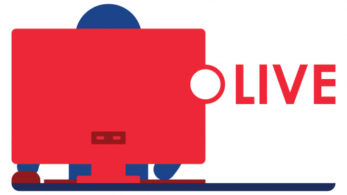Illustration of a person watching computer screen with the word with "Live".