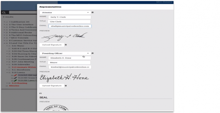 Screenshot of how signing and digital seal in self-publishing software.