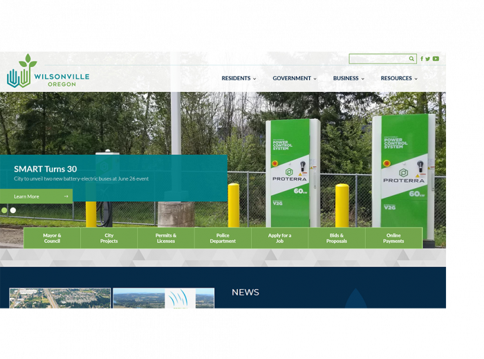Wilsonville, Oregon Library Homepage Screenshot.