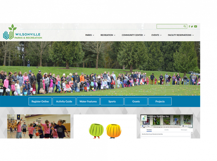 Wilsonville, Oregon Parks & Recreation Home Screenshot.