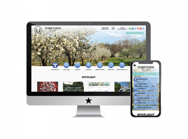 Screenshot of Yorktown website on Monitor and phone