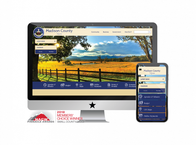 Madison County VA homepage Screenshots in devices 2018 Members' Choice Winner Small County Group