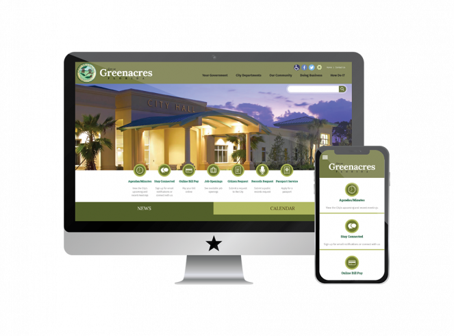 Screenshots of Greenacres, FL homepage in multiple devices