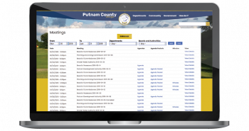 Screenshot of Putham County Georgia's Meetings page.
