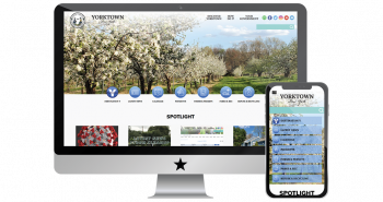 Screenshot of Yorktown website on Monitor and phone