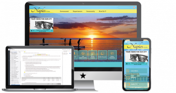 Screenshot of Naples Website in Monitor and Phone and Online Code in Laptop