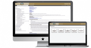 Screenshot of Gunnison's Self Publishing Software and Policies and Procedures Software on Monitor and Laptop