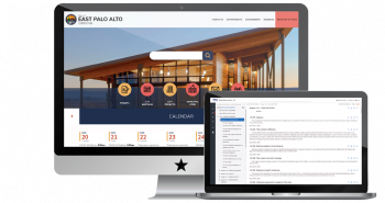 Screenshot of East Palo Alto Website and Code on Monitor and Laptop