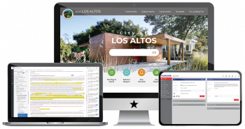 Los Altos Website on Monitor, Codification Service on Laptop, and Meeting Service on Tablet