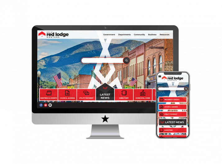 Screenshot of Red Lodge's Website on Monitor and Phone