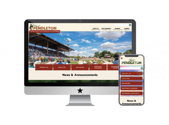 Pendleton, Oregon, website on a desktop and mobile device